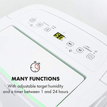 Klarstein DryFy Connect Luftentfeuchter Dehumidifier Kompressionsluftentfeuchter, WiFi-Schnittstelle, 230 m³ Luftumwälzung pro Stunde, Entfeuchtungsleistung 40 l pro Tag, weißes Designgehäuse - 6