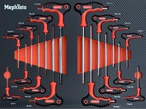 Werkzeugwagen Werkstattwagen mit 8 Schubladen davon 8 mit Werkzeug wie Schraubenschlüssel, Ratsche mit Nusskasten, Schraubendreher usw. in Soft Inlays in Carbonoptik befüllte Schubladen von Mephisto - 5