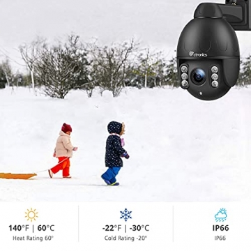 5MP Überwachungskamera Aussen, 5X Optischer Zoom, Ctronics WLAN PTZ Kamera Outdoor, IP Kamere Menschenerkennung 50m IR-Nachtsicht, Bewegungserkennung, IP66 Wasserdicht, Unterstützt SD-Karte, Schwarz - 6