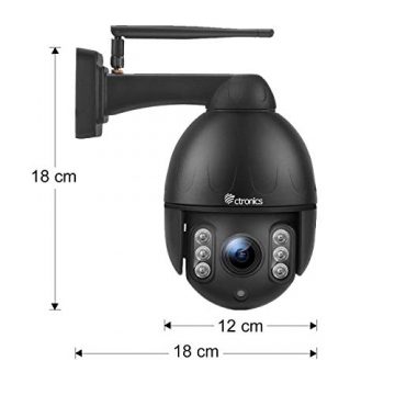 5MP Überwachungskamera Aussen, 5X Optischer Zoom, Ctronics WLAN PTZ Kamera Outdoor, IP Kamere Menschenerkennung 50m IR-Nachtsicht, Bewegungserkennung, IP66 Wasserdicht, Unterstützt SD-Karte, Schwarz - 8