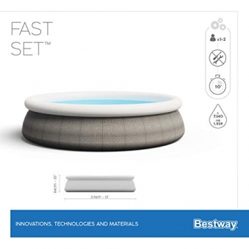 Bestway Fast Set Pool, 396 x 84 cm, Set mit Filterpumpe, rund, graue Rattan-Optik - 12