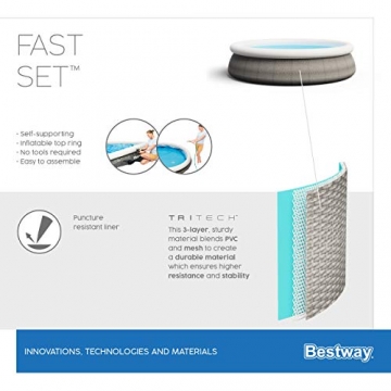 Bestway Fast Set Pool, 396 x 84 cm, Set mit Filterpumpe, rund, graue Rattan-Optik - 13