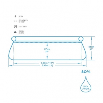 Bestway Fast Set Pool, 396 x 84 cm, Set mit Filterpumpe, rund, graue Rattan-Optik - 5