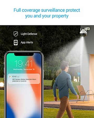 EZVIZ Überwachungskamera, 1080p WLAN IP PT Kamera mit KI-Personenerkennung, 30 Meter Farbnachtsicht, FHD Sicherheitskamera für den Außenbereich，schewenk- / Neigung und SD Kartenslot verfügbar, C8C - 5