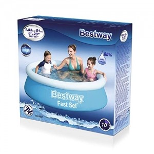 Bestway Pool set Komplett - Quick up Pool - Schwimmpool Rund für garten mit Reinigungsfilter - 183 x 51 cm - 9