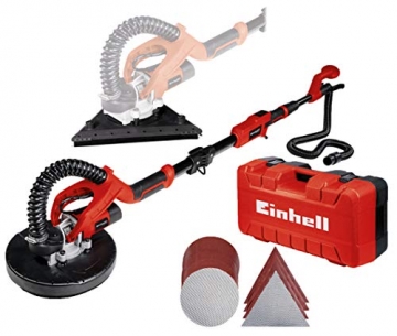 Einhell Trockenbauschleifer TE-DW 225 X (750 W, wechselbarer Schleifteller, Bürstenkranz gefedert, bis 165 cm Teleskop-Stiel, inkl. Schleifscheiben + Gitterleinen im Koffer), Rot, Schwarz - 1