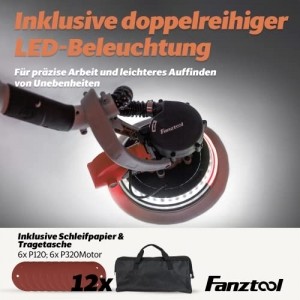 FANZTOOL 800 Watt Trockenbauschleifer mit Absaugung Giraffe Deckenschleifer – Teleskop Langhalsschleifer, LED Beleuchtung - 4