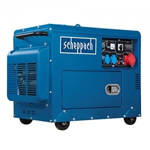 Scheppach Diesel Stromerzeuger | Elektrostart | 7,7PS | 5000W | 2x 230V, 1x 400V Steckdose | 16L Tank | AVR System | Stromgenerator SG5200D inkl. Fahrvorrichtung -
