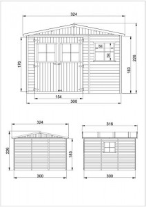 TIMBELA Holz Gartenschuppen - Abstellkammer mit Fenstern - H226x316x324 cm/9 m² Naturholz-Shiplap-Schuppen - Gartenwerkstatt - Fahrrad- Geräteschuppen M335 - 6
