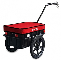 DMS® Fahrradanhänger, Lastenanhänger, Handwagen, mit Hochdeichsel, Transportbox mit 70 Liter Volumen, Max. 60kg, Kugel-Kupplung für Fahrräder mit 26'' - 28'' FH-01 (Rot) - 1