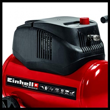 Einhell Kompressor TC-AC 200/24/8 OF (1.200 W., max. 8 bar, Druckminderer, öl-/servicefreier Motor, 24 l-Tank, vibrationsgedämpfter Standfuß, Rückschlag-/Sicherheitsventil) - 3