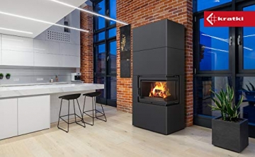 KRATKI Kaminofen Simple Box Komplettset | Gewicht 328 kg, Maße in cm: H187,40 x B78,70 x T54,70 | Brennstoff: Holz, Nennwärmeleistung 8 kW, für Raumfläche bis zu 140 m2, Energieeffizienzklasse A - 6