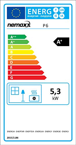 Nemaxx P6 Pelletofen Pelletkamin Pelletkaminofen 6 kW Kaminofen Heizofen Pellet Ofen Kamin Pelletheizung Heizung - Rot - WiFi-Ready - 3