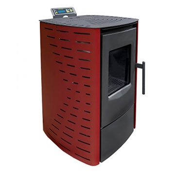 Nemaxx P6 Pelletofen Pelletkamin Pelletkaminofen 6 kW Kaminofen Heizofen Pellet Ofen Kamin Pelletheizung Heizung - Rot - WiFi-Ready - 6