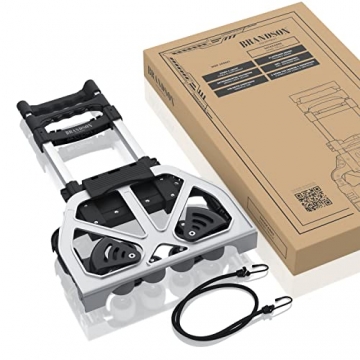 Brandson - Sackkarre Treppensteiger Transportkarre klappbar - 6 Räder – bis 70 kg Kistenhalterung – Umzug Getränkekisten - Vollgummireifen –- Aluminium – gummierter Griff – arretierbar 63/90/100 cm - 7