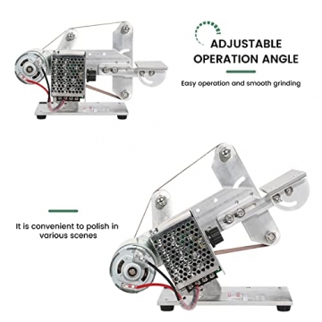 Huanyu Bandschleifer mit 10 Stück Schleifbändern 480W Elektroschleifer für Holz Geschwindigkeitsverstellbare Mini-Bandschleifer für Metall mit Winkelmesser - 4