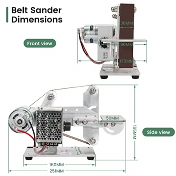 Huanyu Bandschleifer mit 10 Stück Schleifbändern 480W Elektroschleifer für Holz Geschwindigkeitsverstellbare Mini-Bandschleifer für Metall mit Winkelmesser - 7