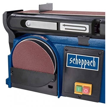 Scheppach Band-Tellerschleifer BTS900 mit Zubehör | Schleifmaschine mit 370W | 230V | 2850 min-1 | Schleifteller Ø 150mm | inkl. 3x Schleifpapier und 3x Schleifband | Bandschleifer Schleifgerät - 5