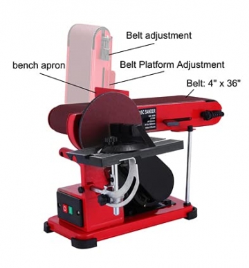 Tischschleifer-Bandschleifmaschine Elektrisch Verstellbarer Bandschleifer 375W 6 Zoll Stand-Band-Tellerschleifer|22 OV/1,6 A|1420/min - 8