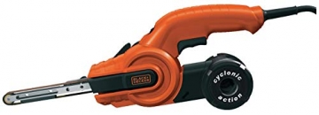 Black+Decker Bandschleifer KA900E mit Absaugung – Schleifmaschine für Holz, Metall, Stein, Gips, Keramikfliesen & Kunststoff – Zum Schleifen, Feilen, Schärfen und Entrosten – Bandmaße: 451 x 13mm - 2