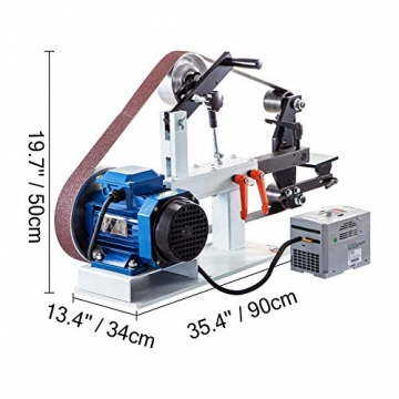 VEVOR Bandschleifmaschine, 1500 W Band und Scheiben Schleifmaschine, 5,08 x 208,28 cm Riemengröße Bandschleifmaschine, 1 Phase in 3 Phase Schleifgerät, 427 X 30,5 cm Gummischeibe Band-Tellerschleifer - 8