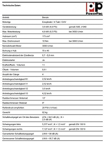 MODELL 2022 - PowerPac Typ MK100 - Kehrmaschine Motorbesen Schneeschieber ELEKTROSTART 6,5PS inkl. Schneeketten - 4