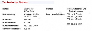 MODELL 2022 - PowerPac Typ MK100 - Kehrmaschine Motorbesen Schneeschieber ELEKTROSTART 6,5PS inkl. Schneeketten - 6