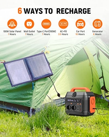 Tragbare Powerstation, SANFOU 576Wh Solargenerator mit 230V/600W AC-Steckdosen Mobile Stromgenerator Solar Generatoren für Camping, Garten, Unterwegs, Reise, Wohnwagen, Notfall - 5