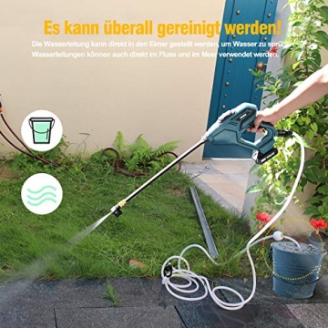 Akku Hochdruckreiniger, tragbare drahtlose WESCO 18V 2.0Ah,6M Schlauch Hochdruckwasserpistole,5 multi-Sprühdüse mit Tragetasche,Verlängerungslanze,Ladegerät,kabelloses Gartenreinigungswerkzeug -WS8800 - 6