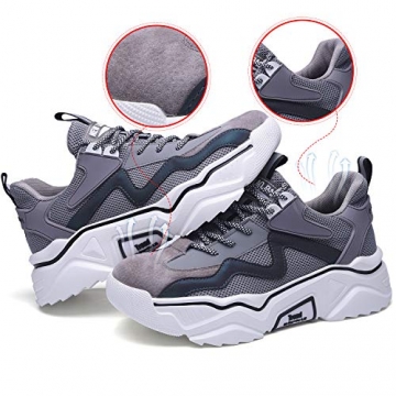 Annvia Sicherheitsschuhe Damen S1 Leicht Sneaker Arbeitsschuhe Herren Sportliche Stahlkappenschuhe Atmungsaktiv rutschfeste Schutzschuhe mit Stahlkappen weiß Grau größe 39 - 3