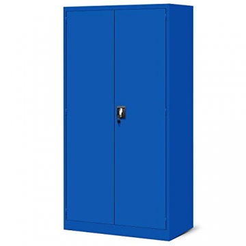 Jan Nowak Werkzeugschrank TC02AM Werkstattschrank mit Schubladen Flügeltüren Metallschrank 3 Fachböden Pulverbeschichtung 185 cm x 92 cm x 50 cm (Blue) - 4