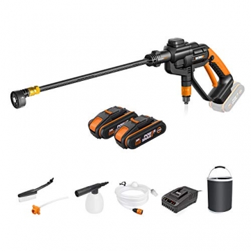 WORX 18V(20V MAX) Akku Mobiler Hochdruckreiniger Hydroshot WG620E.4, 2,0Ah, Powershare, Multi-Sprühdüse, Lange Lanze, 6m Schlauch, Akku & Schellladegerät - 1