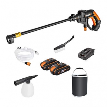 WORX 18V(20V MAX) Mobile Akku-Hochdruckreiniger Hydroshot WG625E.1, 2x2.0Ah Akkus, PowerShare, Bewässerung, Reinigung & Desinfektion, 1 Std. Ladegerät, 5-in-1 Sprühdüse, 6m Schlauch, Wassereimer - 1