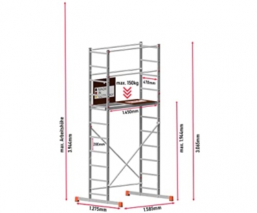 ALTEC AluCombine® 3.0-400 | 4m | Alu Standgerüst für Heimwerker mit Traverse | EN131 | Baugerüst Rollgerüst Montagegerüst Anlegeleiter - 3