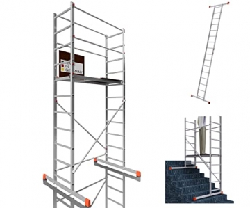 ALTEC AluCombine® 3.0-400 | 4m | Alu Standgerüst für Heimwerker mit Traverse | EN131 | Baugerüst Rollgerüst Montagegerüst Anlegeleiter - 1