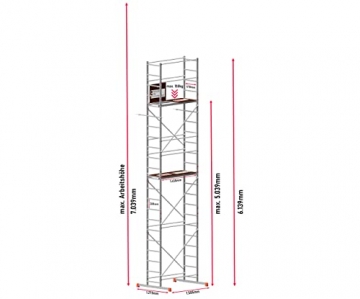 ALTEC AluCombine® 3.0-700 | 7m | Alu Fahrgerüst für Heimwerker mit 4 Laufrollen, Fahrtraverse & Wandanker | EN131 | Baugerüst Rollgerüst Montagegerüst Anlegeleiter - 3