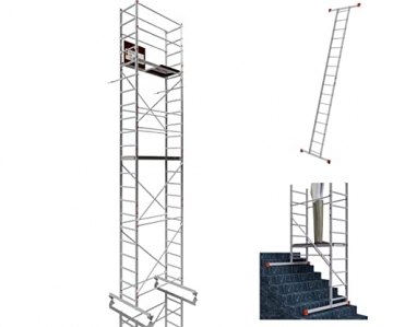 ALTEC AluCombine® 3.0-700 | 7m | Alu Fahrgerüst für Heimwerker mit 4 Laufrollen, Fahrtraverse & Wandanker | EN131 | Baugerüst Rollgerüst Montagegerüst Anlegeleiter - 1