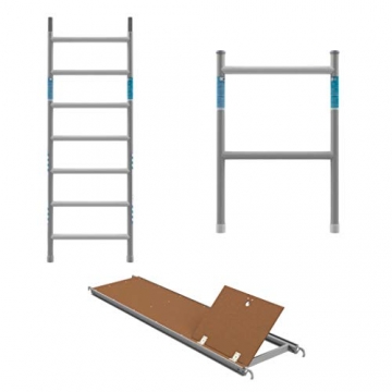 ALX Basic-Line Rollgerüst 75-6,2 Meter Arbeitshöhe - Baugerüst - Innengerüst - Aluminiumgerüst - Gerüst für Innen und Außen - (Holz plattform, 250 cm) - 5