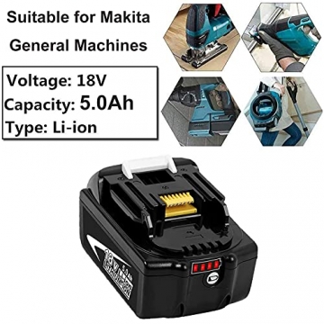 TEETOK Akku Winkelschleifer Ersatz für Makita Bürstenlos Trennschleifer Scheibe 125mm zum Schneiden und Schleifen mit 2x5000mAh Akku und DC18RC Ladegerät - 5